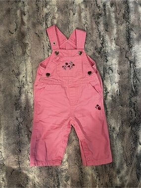 Carhartt pink Floral Embroidered baby Overalls